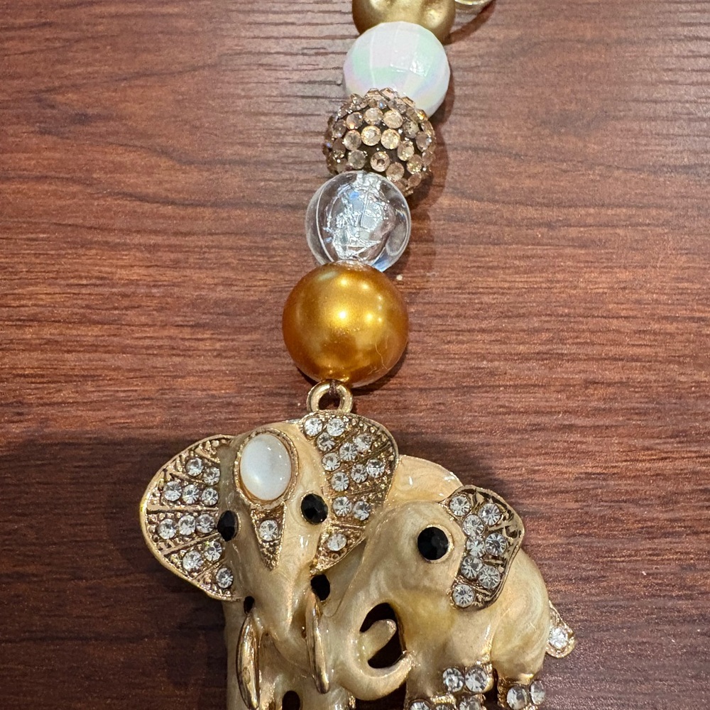 Gold Elephant Bag Charm